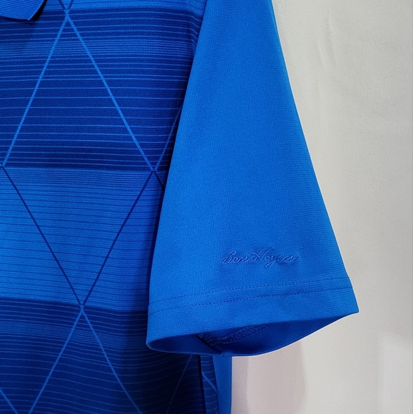 Ben Hogan Men's Royal Blue Striped Latice 3 Button Short Sleeve Polo Shirt Small - Picture 5 of 6